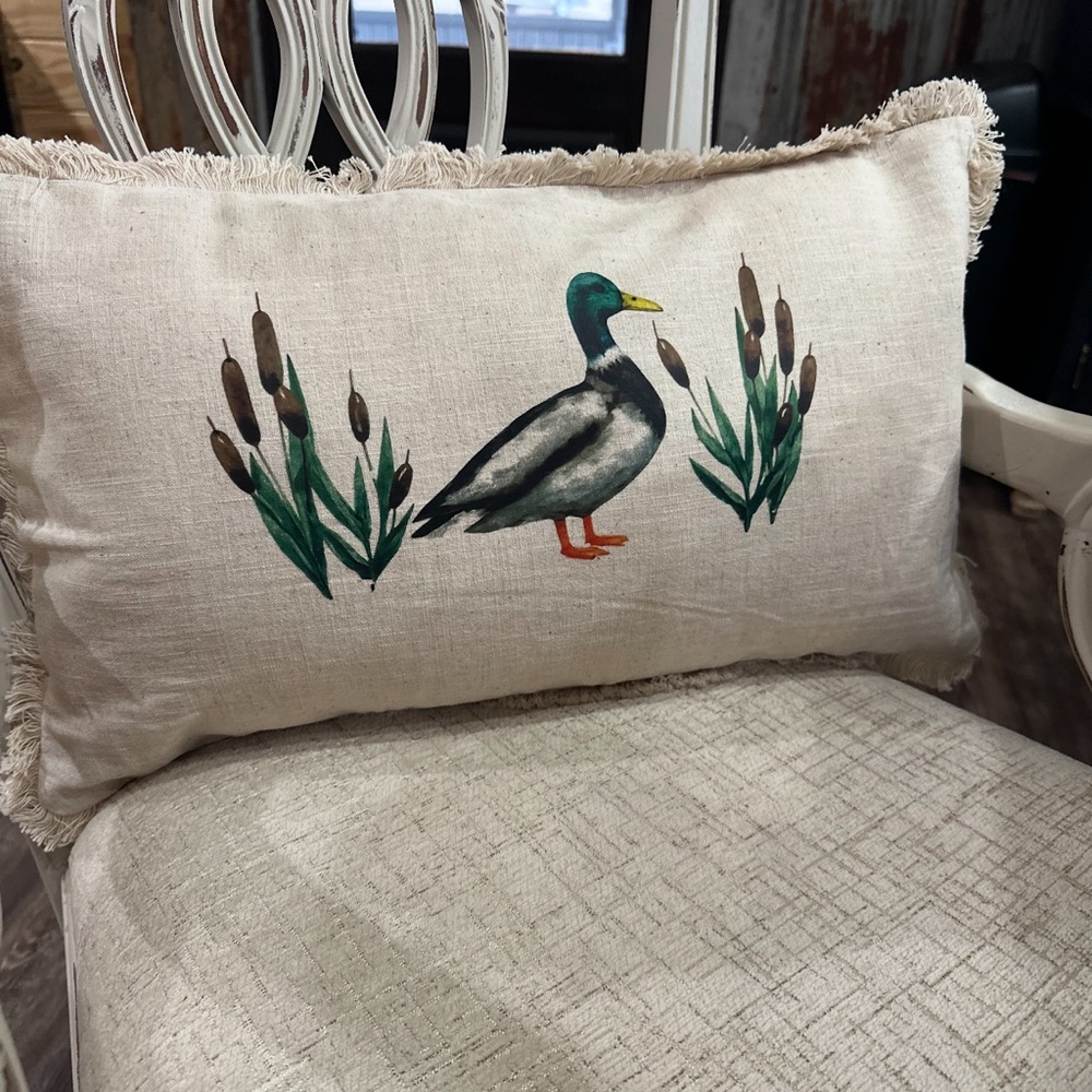 Not Rated Duck Accent Pillow - Cream and Green